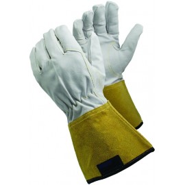 Lot de 12 paires de gants pour soudage TIG - Taille 7 - Fleur de caprin - Blanc et beige