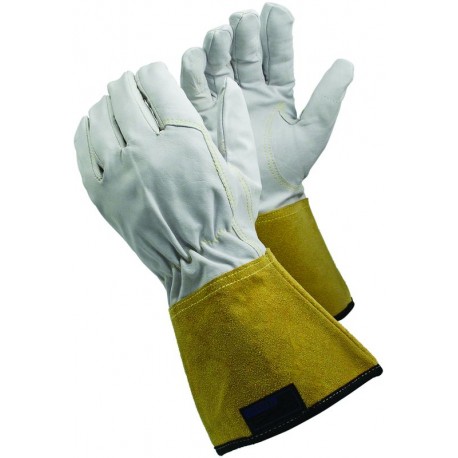 Lot de 12 paires de gants pour soudage TIG - Taille 7 - Fleur de caprin - Blanc et beige