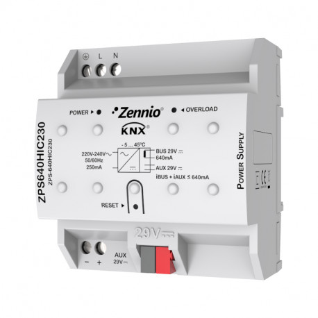 Alimentation KNX Zennio - ZPS-640HIC230 - 640 mA - Sortie auxiliaire 29 VDC