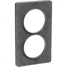 Plaque Odace Touch - Ardoise avec liseré aluminium - Double verticale 57mm