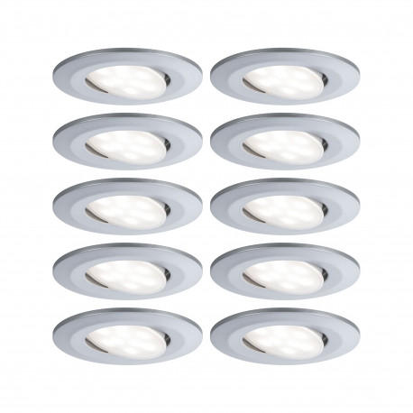 Kit de 10 spots LED rond orientables Calla Paulmann -  IP65 - 5.2W - 4000K - Chrome - Dimmable