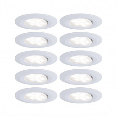 Kit de 10 spots LED rond orientables Calla Paulmann -  IP65 - 5.2W - 4000K - Blanc - Dimmable