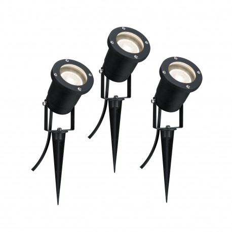 Projecteur de jardin LED Paulmann 3x3,5W IP65 GU10 3000K Noir