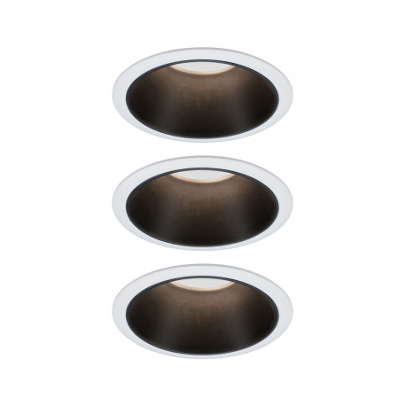 Kit de 3 spots encastrés LED 3-Step-Dim Cole Paulmann 3x6W IP44 Coin 2700K Blanc, Noir mat