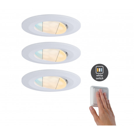 Kit de 3 spots LED ronds orientables CCT Calla Paulmann -  IP65 - 5.5W - 2700 à 6500K - Blanc - Non dimmable