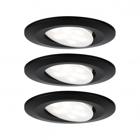 Kit de 3 spots LED ronds orientables Calla Paulmann -  IP65 - 6W - 4000K - Noir - Non dimmable