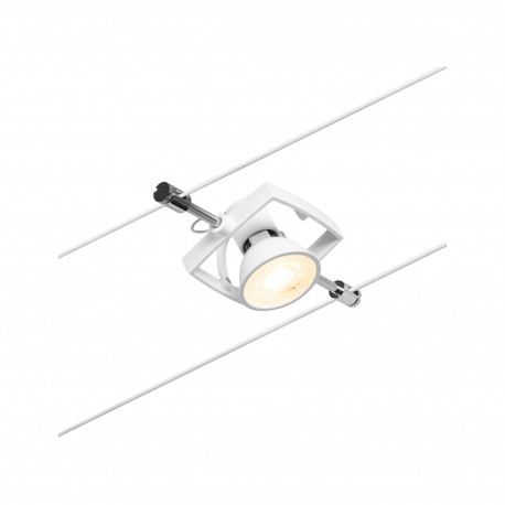 Spot individuel Câbles tendus Mac II Paulmann IP20 GU5,3 Blanc dépoli, Chrome