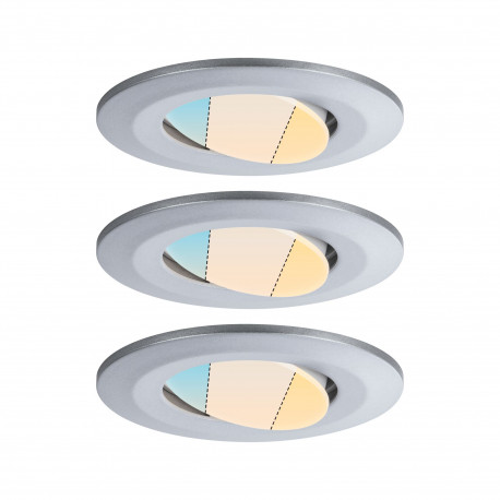 Kit de 3 spots LED ronds orientables CCT Calla Paulmann -  IP65 - 5W - 3000 à 6500K - Chrome - Non dimmable