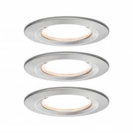 Lot de 3 spots encastrés fixes Nova LED Coin Paulmann - Rond - 3x6W - 2700 - IP44 - Acier brossé