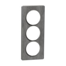 Plaque Odace Touch - Ardoise avec liseré aluminium - Triple verticale 57mm