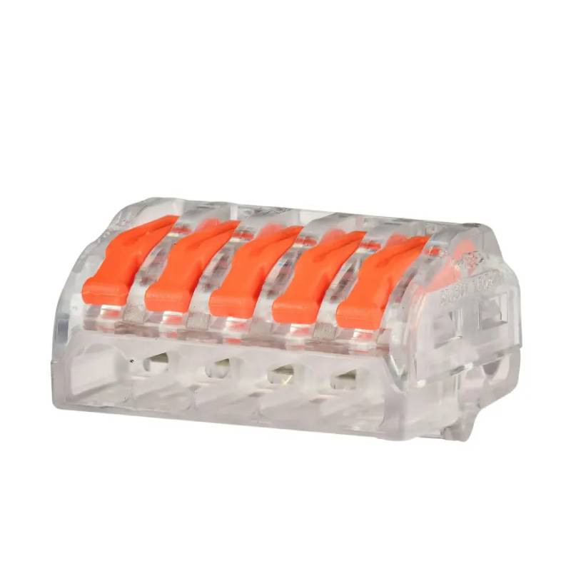 Capri - Connecteurs à levier 5 entrées pour fil rigide ou souple 0,5 à 4 mm  (boite de 40 borniers) - Réf : 308105 - ELECdirect Vente Matériel Électrique