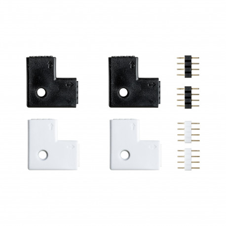 Kit de 4 connecteurs d'angle YourLED Paulmann - 23x23mm - max. 60W - Blanc/ Noir