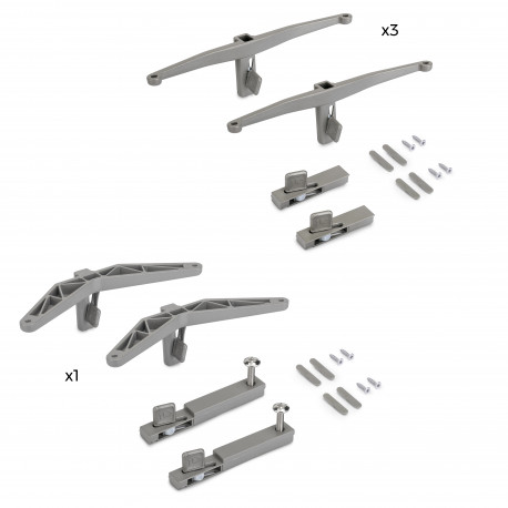 Jeux de supports pour 3 etagères en bois et 1 module Zéro Emuca - Zamak - Gris pierre