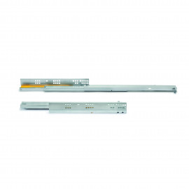 Paire de coulisses invisibles pour tiroirs Silver Emuca - L.400mm - Sortie totale - Fermeture amortie - Acier zingué