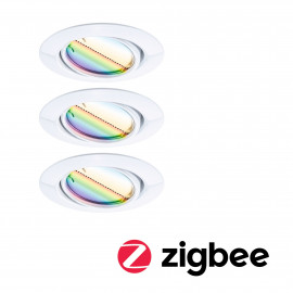 Spot encastré LED Base Kit de base orientable Smart Home Zigbee Coin  rond 90mm 20°  3x4,9W 3x420lm 230V gradable RGBW+ Blanc