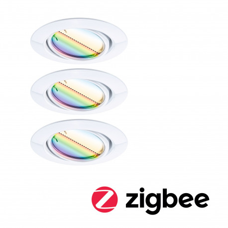 Spot encastré LED Base Kit de base orientable Smart Home Zigbee Coin  rond 90mm 20°  3x4,9W 3x420lm 230V gradable RGBW+ Blanc
