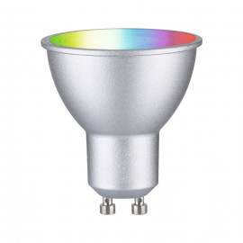 Ampoule réflecteur LED Smart Home Zigbee Paulmann - GU10 - 4,8W - RGBW+ - Dimmable - Chromé mat