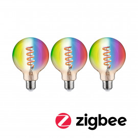 Ampoule filament 230 V Globe LED Smart Home Zigbee  3x470lm 3x6,3W RGBW+ gradable Doré