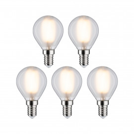 Ampoules sphérique LED Paulmann - lot de 5 - E14 - 2700K - Dépoli