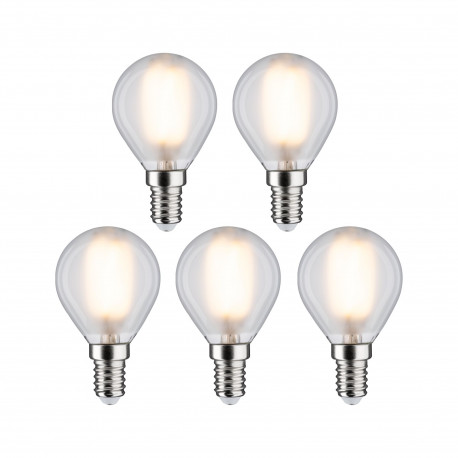 Ampoules sphérique LED Paulmann - lot de 5 - E14 - 2700K - Dépoli