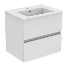 Meuble de salle de bain suspendu Ulysse+ Porcher - avec vasque - 2 tiroirs - Blanc