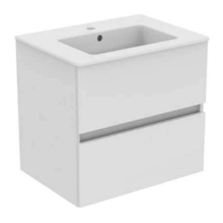 Meuble de salle de bain suspendu Ulysse+ Porcher - avec vasque - 2 tiroirs - Blanc