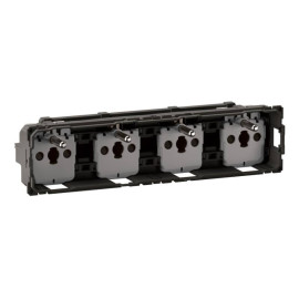 Prise quadruple compacte 4x2P+T Céliane Legrand - 8 modules - 16A - 250V - Précâblée - Noir