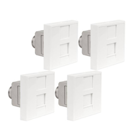 Lot de 4 prises RJ45 Omelcom - Cat6 - Grade 2TV - 2 modules - Blanc