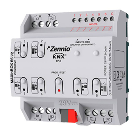 Actionneur multifonction MAXinBOX 66 v2 Zennio KNX - 6 sorties - 4.5DIN