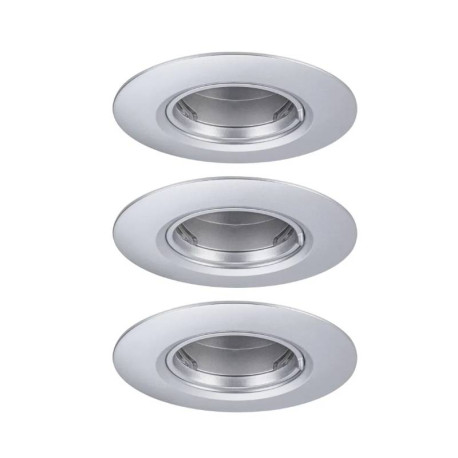 Lot de 3 spots encastrés fixes Paulmann - Ø90mm- 3x10W - GU10 - Dimmables - Chrome