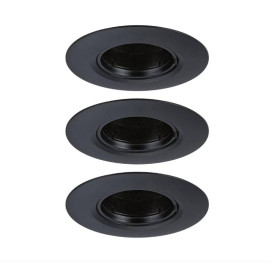 Lot de 3 spots encastrés fixes Paulmann - Ø90mm- 3x10W - GU10 - Dimmables - Noir