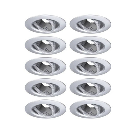 Lot de 10 spots encastrés orientables Paulmann - Ø90mm- 10x10W - GU10 - Dimmables - Chrome