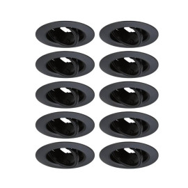 Lot de 10 spots encastrés orientables Paulmann - Ø90mm- 10x10W - GU10 - Dimmables - Noir