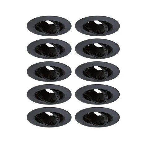 Lot de 10 spots encastrés orientables Paulmann - Ø90mm- 10x10W - GU10 - Dimmables - Noir