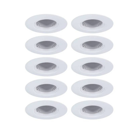 Lot de 10 spots encastrés fixes Paulmann - Ø90mm- 10x10W - GU10 - Dimmables - Blanc