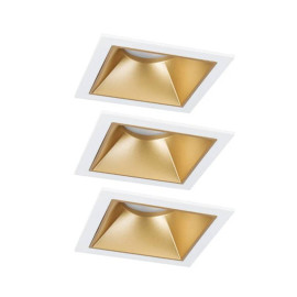 Lot de 3 spots encastrés carrés Cole Coin Paulmann - Fixe - 3x6W - 2700K - Blanc/ Doré - Dimmable