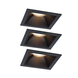 Lot de 3 spots encastrés carrés Cole Coin Paulmann - Fixe - 3x6W - 2700K - Noir - Dimmable