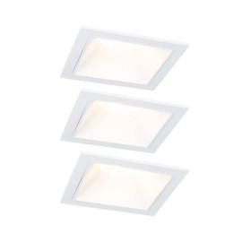 Lot de 3 spots encastrés carrés Cole Coin Paulmann - Fixe - 3x6W - 2700K - Blanc - Dimmable