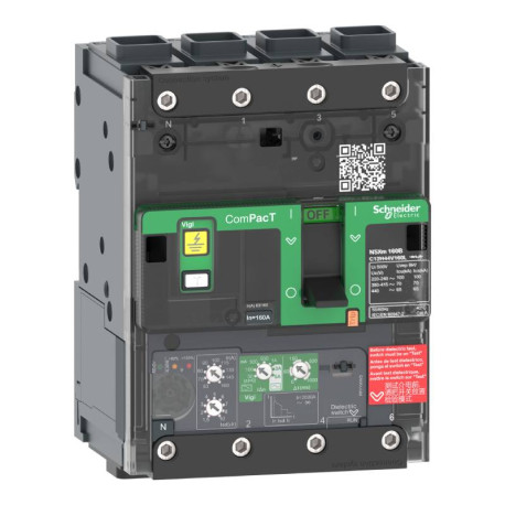 Disjoncteur Vigi ComPacT NSXmF Schneider Electric - MicroLogic 4.1 50A - 4P - 36kA - Borne Everlink