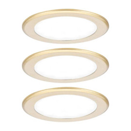 Lot de 3 spots LED encastrés pour meubles  Paulmann - Rond - Ø 65mm - 3x2,5W -  4000K - Doré mat