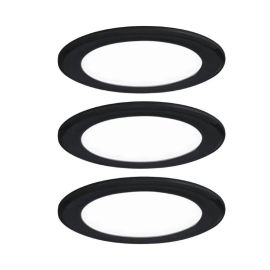 Lot de 3 spots LED encastrés pour meubles  Paulmann - Rond - Ø 65mm - 3x2,5W -  4000K - Noir mat