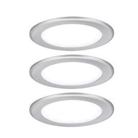 Lot de 3 spots LED encastrés pour meubles  Paulmann - Rond - Ø 65mm - 3x2,5W -  4000K - Acier brossé