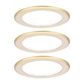 Lot de 3 spots LED encastrés pour meubles  Paulmann - Rond - Ø 65mm - 3x2,5W -  3000K - Doré mat