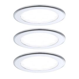 Lot de 3 spots LED encastrés pour meubles  Paulmann - Rond - Ø 65mm - 3x2,5W -  3000K - Chrome