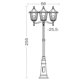 Lampadaire extérieur 3 lanternes Monaco Aric - E27 - 3x100W max - IP43 - Noir - Sans ampoule