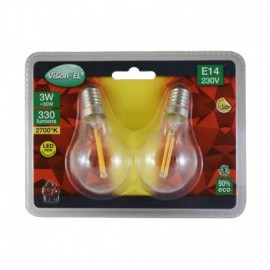 Pack 2 ampoules LED à filament COB - E14 - 3W - 2700°K - Non dimmable