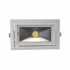 Spot encastré LED COB - 3000K - 30W - Rectangulaire - Blanc - Avec ampoule