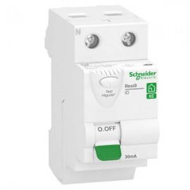 Interrupteur différentiel 63A XE Resi9 Schneider Electric - 4 pas - Type AC - Bipolaire - 30mA - 230V CA - Embrochable