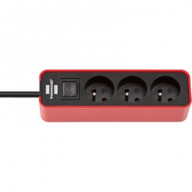 Multiprise Ecolor - 3 prises - Câble 1,5m H05VV-F 3G1,0 - Noir/Rouge