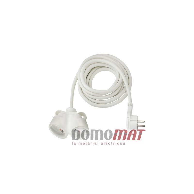 Brennenstuhl Rallonge 3m de câble avec fiche Plate et Prise Double  (Utilisation en intérieur) 1161821223 Blanc